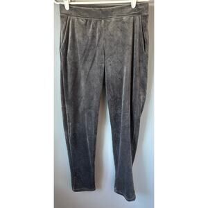 House of Harlow 1960 Gray Velvet Track Pants Sz S Straight Leg Elastic Waistband